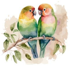 two parrots on a branch