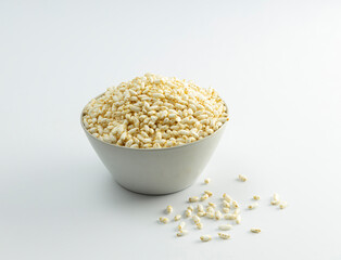 Bowl full of puffed brown rice