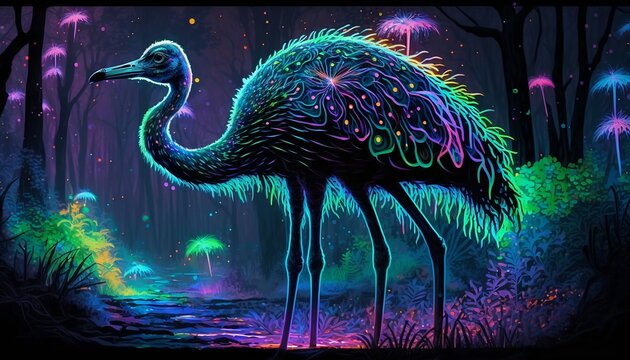 AI Generated collection of wild life animals in neture from peacooks ,flamingo birds,monkeys,swans,zebras,unicorns ostrich could be landscapes ,wallpapers ,decorations,etc