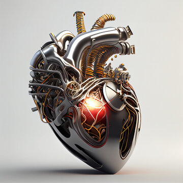 Human heart, mechanical, engine, technology, industrial, generative AI