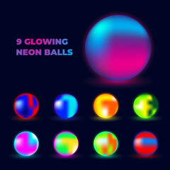 9 Glowing Neon Balls