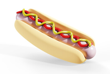 3D rendering hotdog on white background