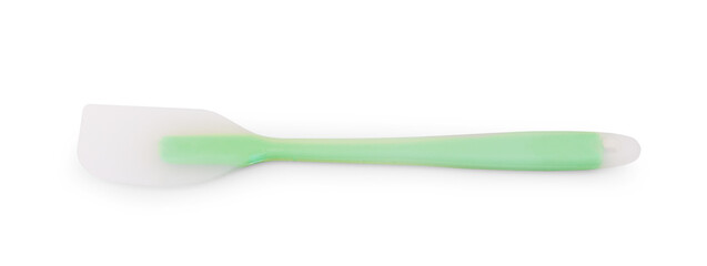 Silicone spatula with wooden handle on white background