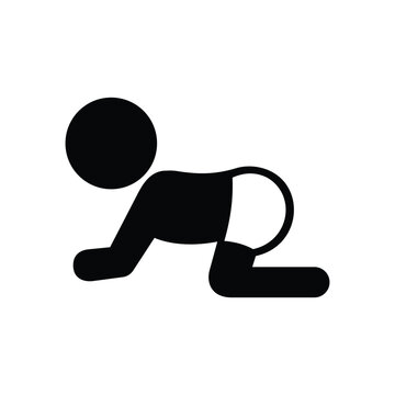 recommend clip art: Crawling baby, black isolated baby icon, vector illustration