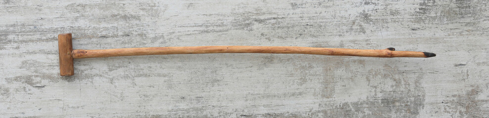 sharp wooden walking stick isolated