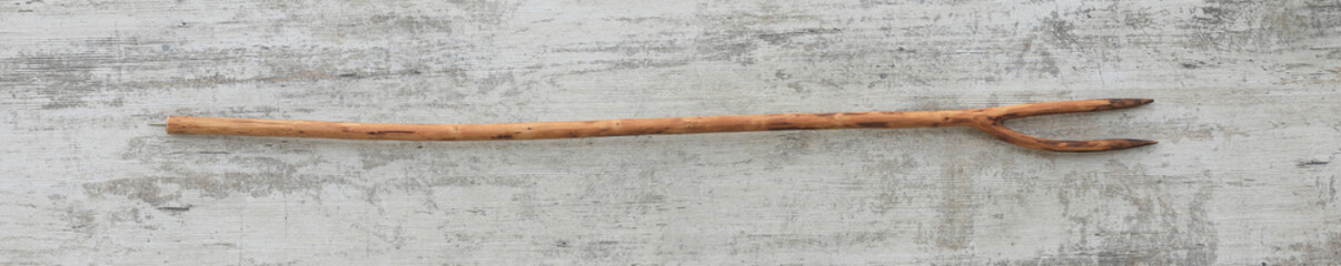 sharp wooden stick for hunting isolated