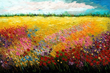 Fototapeta premium abstract colorful flowers landscape
