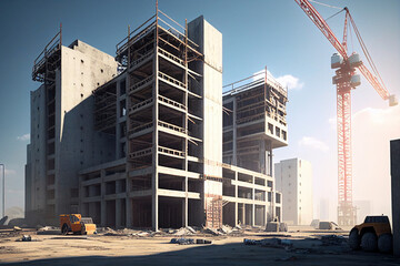 building under construction  with construction crane