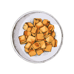 Fried squares of Tofu Curd Bowl