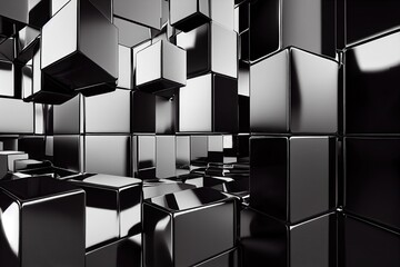 Contemporary Chic: Abstract Geometric Black Cube Art - Generative AI