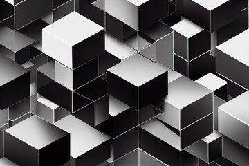 Striking Style: Black Cube Abstract Background - Generative AI