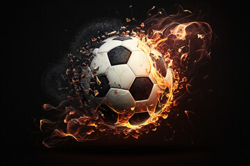 Fototapeta premium soccer ball in fire