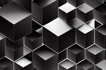 Innovative Design: Abstract Geometric Black Cube Art - Generative AI