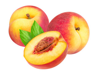 Peach fruit isolated on white or transparent background.