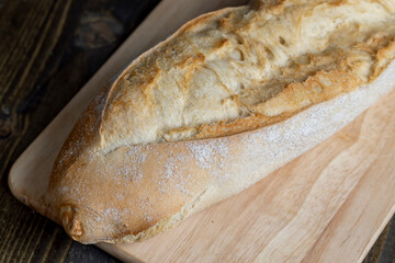 Details of a whole soft and fresh loaf of bread
