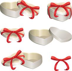 heart formed box with red bow