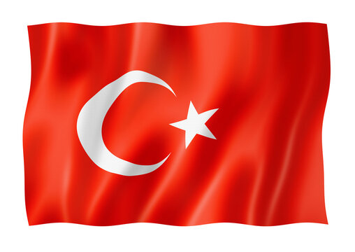 Turkish flag isolated on white