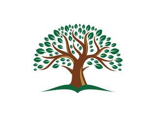 Obraz premium Simple green tree vector design on white background.