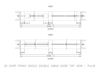 2D SHOP FRONT SINGLE DOUBLE SWING DOOR TOP VIEW