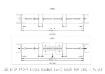 2D SHOP FRONT SINGLE DOUBLE SWING DOOR TOP VIEW