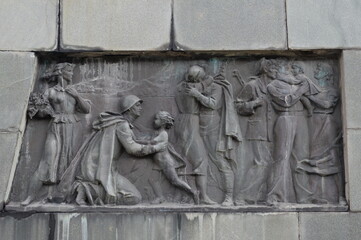 Bas-relief on the pedestal of the monument "Soldiers-defenders of the city of Novorossiysk 1942-1943" on Freedom Square
