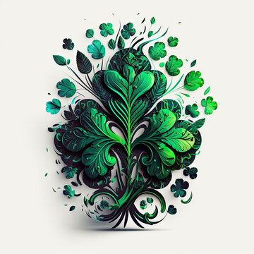 Shamrock St Patrick's Day design, Logo, Rainbow, Painting, Graphic. Generative AI