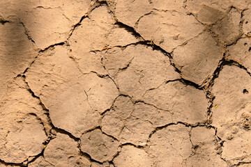 Wall texture soil dry crack pattern of drought lack of water of nature brown old broken background.