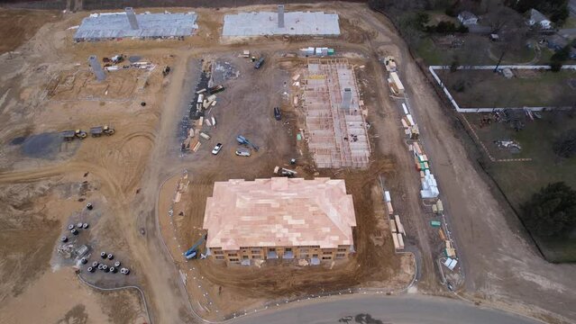 drone video of home apartment building site