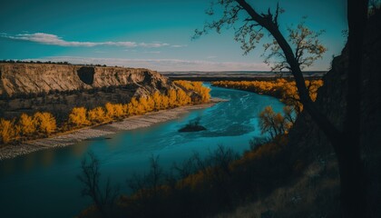 Beautiful river Missouri beautiful cinematic landscape background generative ai