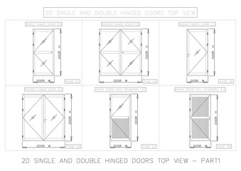 2D SINGLE AND DOUBLE HINGED DOORS TOP VIEW
