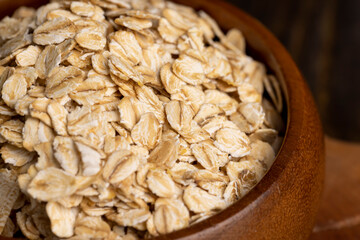 Oat flakes poured on the kitchen table