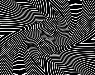 Abstract rotated black and white lines.vortex form. Geometric art. Design element. Digital image with a psychedelic stripes.Design element for prints, web, template - obrazy, fototapety, plakaty