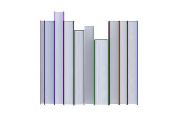 Fototapeta premium Row of colorful books isolated on white background. 3d render