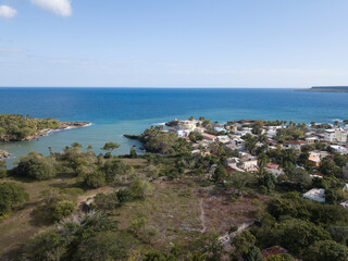 Fototapeta na wymiar Small caribbean town - Boca de Yuma - Dominican Republic birds view