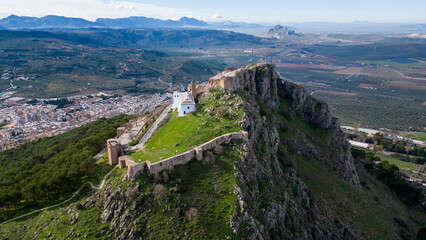 Fototapeta na wymiar Vista del castillo de Archidona en la provincia de Málaga, España
