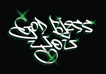 Obraz premium GOD BLESS YOU word graffiti tagging