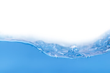 blue water waves with bubbles of air, isolated on the white background