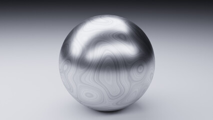 Silver Musroni Sphere 3D Render texture with light fading background topography