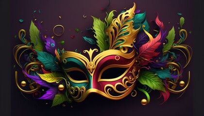 Fototapeta na wymiar Venetian mask carnival colorful splash art masquerade mardi gras illustration. Generative AI