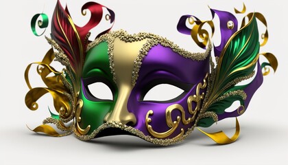 Venetian mask carnival colorful splash art masquerade mardi gras illustration. Generative AI