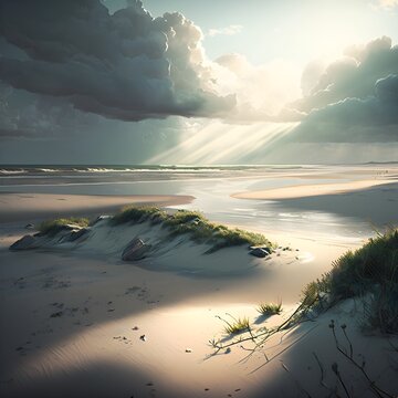 "Serene Seaside Vista" | Coastal | Beach | Nature | Generative AI Artwork |
