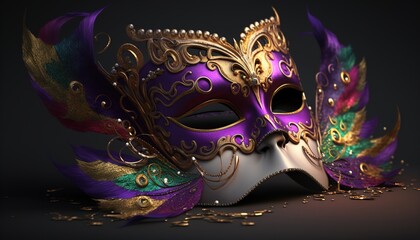 Venetian mask carnival colorful splash art masquerade mardi gras illustration. Generative AI