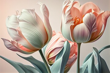 3D abstract pink tulips, generative AI art