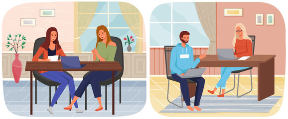 Office staff, work and communication. Head and subordinates. Various workers, managers team. Top managers employees of different levels. Office workers. Co-workers. Colleagues discuss project teamwork