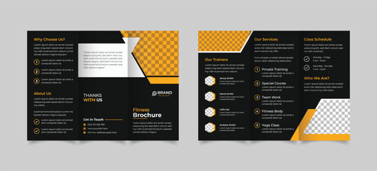 Fitness trifold brochure template design