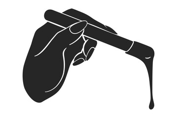 Professional beautician waxing or hand with wax stick for waxing salon concept in vector icon