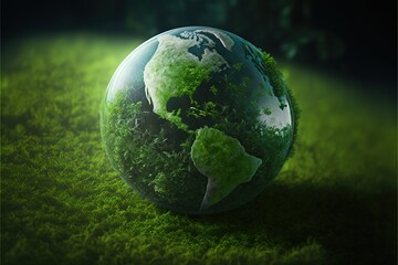 Obraz na płótnie Canvas Planet Earth with green continents AI Generated