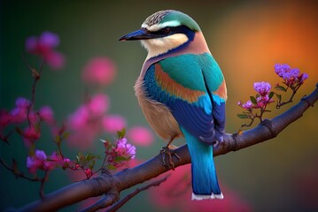 magnificent bird perched on a branch Generative AI