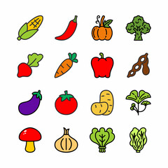 Vegetables icon set vector graphic