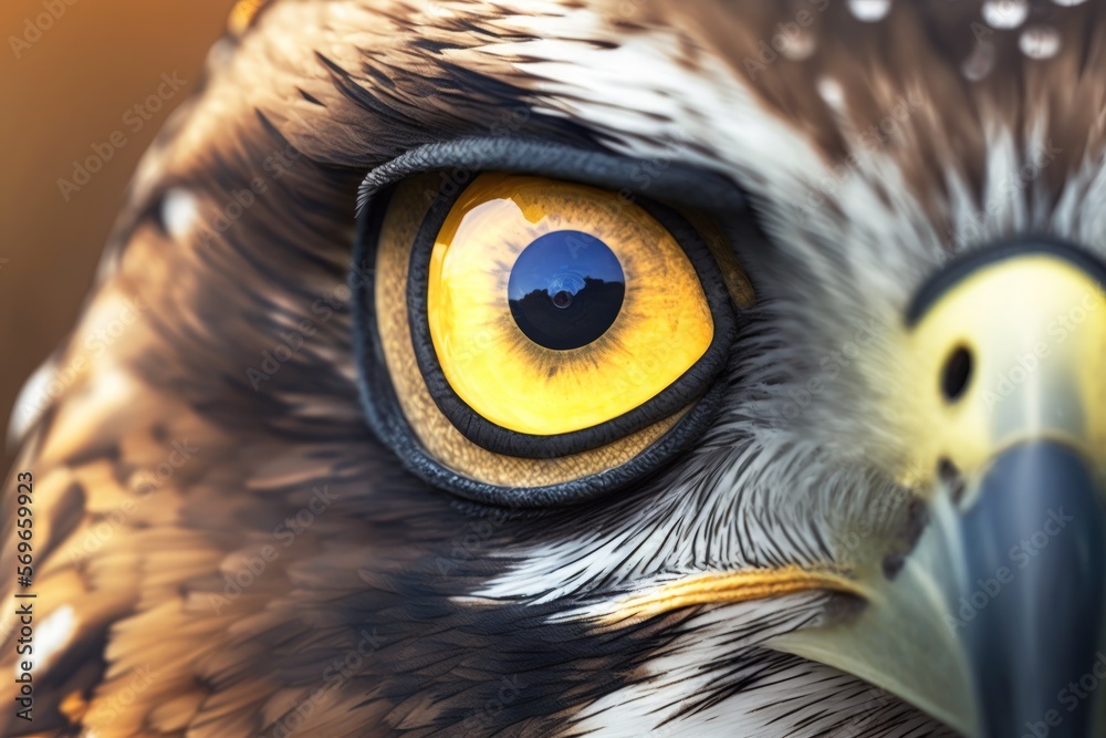 Wall mural Male Northern Harrier's eye, macro shot of an eagle eye. Generative AI